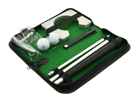 Compact Golf Putter Set With Ball Hole Cup For Travel And Indoor Putting Practice Perfect Office Desk Golf Gear Portable Case