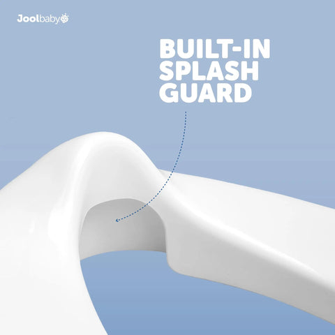 No Sweat Toddler Potty Training Seat Built For Smooth Transitions To The Family Toilet With Sure Grip Non Slip Base And Reliable Splash Shield Included built-in splash guard close-up.