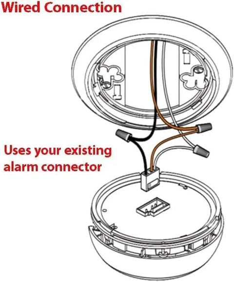 Wired connection setup for Hardwired Dual 4K Covert Security Camera Disguised As A Classic Smoke Detector.