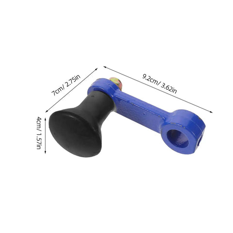 Two Pack Hand Crank Rotary Tiller Lift Handle with measurements on display, durable metal build for cultivator