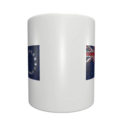 Cook Islands Flag With Polygonal Effects 11 Oz Coffee Mug Double Sided Print With Handle Premium Ceramic Cup Great Gift For Your Morning Joe And Home Office Crew Everyday Use