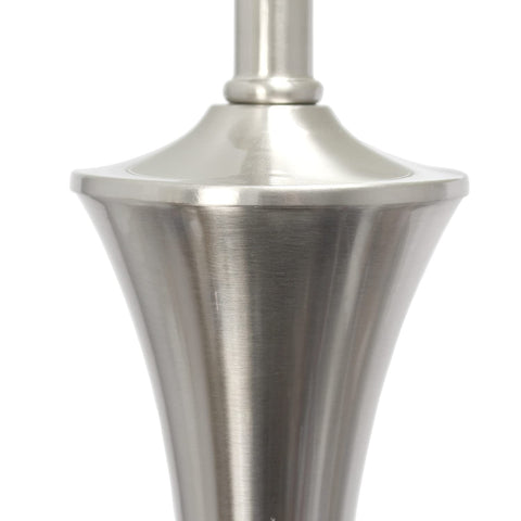 Close-up of brushed nickel finish on the Tapered 3 Lamp Set with White Fabric Shades, Includes 2 Table Lamps and 1 Floor Lamp