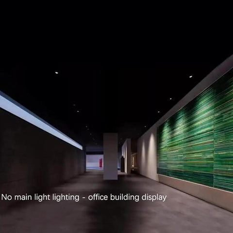 Smooth Operator Ten Pack Round Led Recessed Lights Ultra Thin Anti Glare Ceiling Spotlights Warm White 3000K illuminating office hallway.