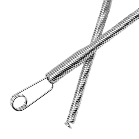 Close-up of metal springs from Foldable Drawstring Threaders Kit With Latch Hook 20 Pieces DIY Rope Threader Set For Hoodies Pants Swim Trunks