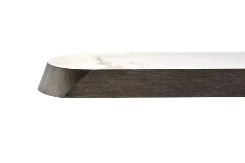 Rock Solid Woodturning Chisel With Rounded Blade Built For Heavy Bowl Smoothing And Cleanup Crafted From Premium M2 High Speed Steel close-up of the rounded blade.