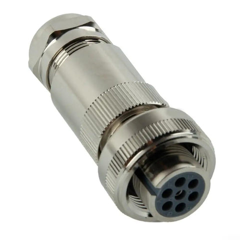 Full Metal 7 Pin Proportional Valve Connector Female Socket C14g As7 Din175201-804 IP67 with silver metal housing and connector pins.
