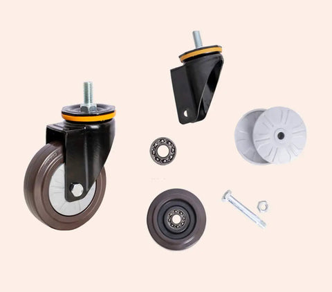 Badass Heavy Duty Swivel Casters With Dual Lock Brakes Smooth As Butter Rubber Wheels For Furniture with M12 threaded stem components.