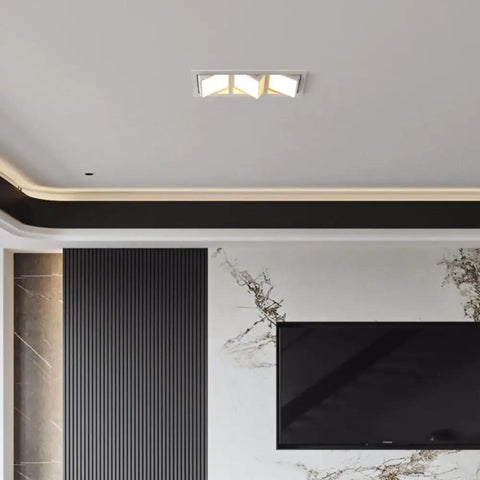Level Up Your Space With This Slick Adjustable LED Recessed Downlight, 21 Watt 2350 Lumen Triple Head Ceiling Fixtures in ceiling.