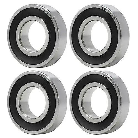 Industrial Grade Heavy Lifter 15X28X7Mm Deep Groove Ball Bearings Four Pack, double rubber sealed chrome steel rings.