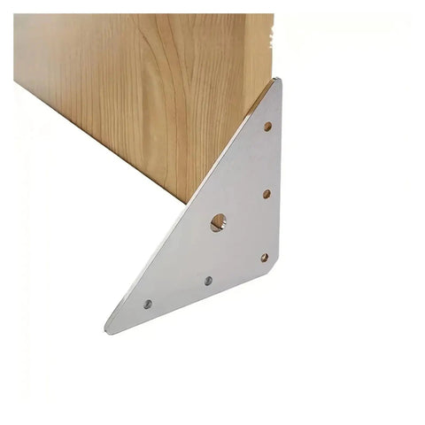 Heavy Duty Stainless Steel Angle Brackets 3 Sets Easy Install Corner Mounts For Shelving And Furniture DIY Projects Durable Corrosion Resistant Steel 90 Degree Brackets For Strong Reliable Support attached to wood