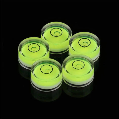 5pcs Round Bubble Levels for Precise for spirit Measurement 5pcs with bright green bubbles on a black background.