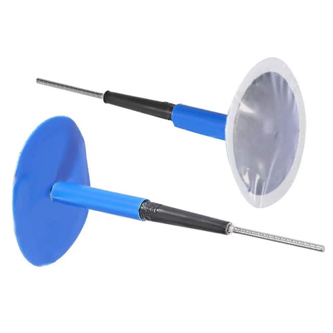 Twenty Four Piece Universal Tubeless Tire Puncture Repair Kit Featuring Heavy Duty Rubber Mushroom Plugs and Fast Acting Seal Gum for Skip the Roadside Rescue On Cars Motorcycles and EVs Plug and Go Setup, blue rubber plugs.