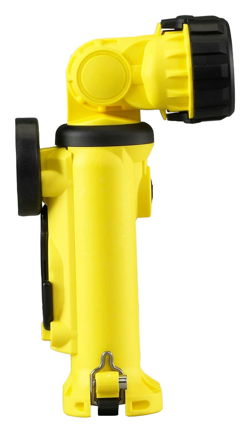 Side view of Knucklehead HAZ-LO Rechargeable Flood Light Without Charger Yellow 163 Lumens, showing 210-degree articulating head.