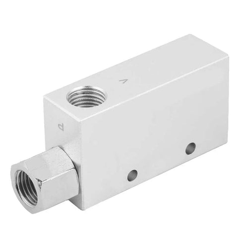 Compact Cv15hs Pneumatic Vacuum Generator Pump With Durable Aluminum Body Delivering High Efficiency Suction Up To 63L Min showing a silver metal alloy component with ports.