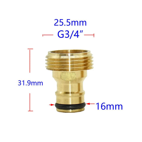 Brass Hose Quick Connector Kit 20 Piece Set M22 M24 One Half Inch Three Quarter Inch One Inch Threaded Adapters For Garden Faucet Irrigation No Sweat Easy Install Plug And Play G3/4 brass adapter with 25.5mm thread and 16mm seal