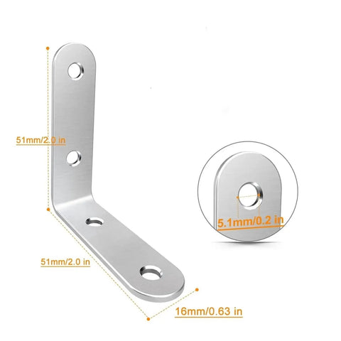 20 Piece 2 Inch Stainless Steel L Brackets With Screws For Wood Furniture And Tables Rust Resistant Corner Braces