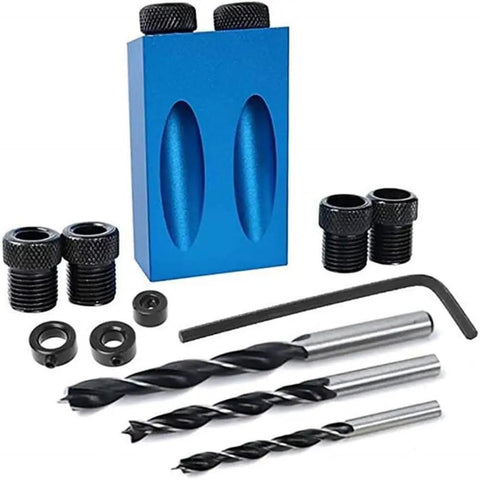 Hardcore 15 Piece Pocket Hole Jig Kit Built Like A Rock With Tough Aluminum Alloy 15 Degree Woodwork Guide drill bits and clamps