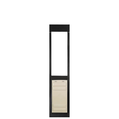 Premium Dual Pane Sliding Door Pet Door With Heavy Duty Insulated Thermo Panel And Oversized Flex Flap in sleek black design.