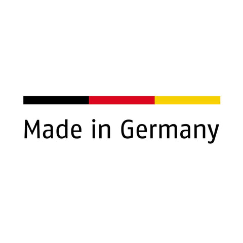 Made in Germany text with German flag colors.