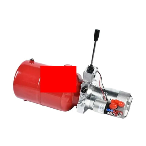 Versatile 12V And 24V Hydraulic Pump Station For Forklifts And Stackers with a red motor and control lever.