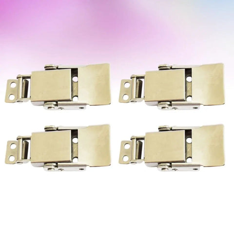 Four Pack Stainless Steel Spring Toggle Latch Hasp Lock Set For Doors And Cabinets With Large Padlock Opening Easy Install Heavy Duty Durable Hardware For Secure Closures Random Color displayed on gradient background