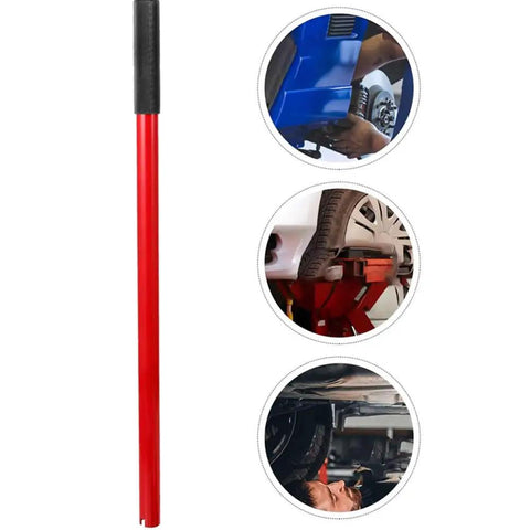 Heavy Duty Hydraulic Jack Handle For Car Suv Van 12 To 16 Ton Capacity Hella Durable Carbon Steel Auto Mechanic Tool, red lever shown with usage scenes.