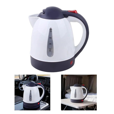 12V Car Electric Kettle With Auto Shut Off Portable Water Heater for Long Distance Runs and Weekend Getaways, 1L capacity.