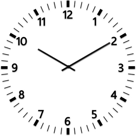 Simple clock face with black numerals and markers, ideal for Clock Movement Mechanism With High Torque Long Shaft For Wall Clocks Replacement DIY Quartz Motor Includes Brackets Gasket Washer Hex Screw And Two Pairs Of Hands For Easy Repair
