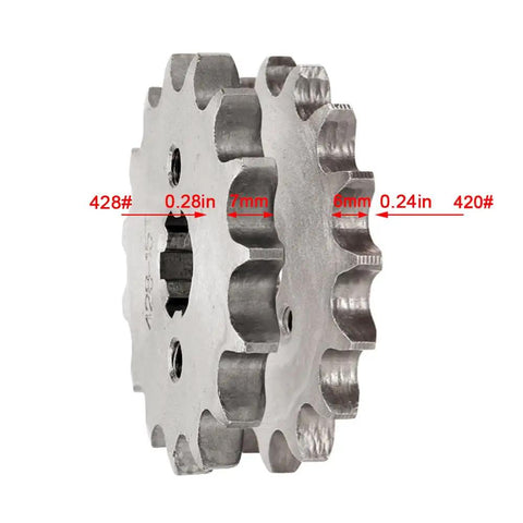 Side view of 420 10 Tooth 17mm Chain Sprocket With Buckle For Dirt Bikes Go Karts ATVs Pit Bikes Mini Bikes Mopeds