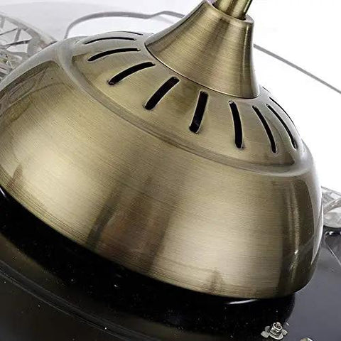 Modern 42 Inch Invisible Ceiling Fan With Silent LED Light And Sleek Gold Blades close-up of the sleek bronze motor base for stylish living spaces.