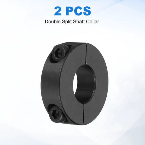 Two Pack Double Split Shaft Collars 18mm Bore 40mm Outer Diameter 12mm Thick Clamping Collar With Set Screws Carbon Steel Black Oxide Finish
