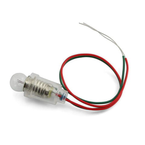 Heavy Duty E10 Screw Lamp Holder With Wire Nickel Socket For Small Bulbs 110V Test Rig with clear light bulb and wiring.