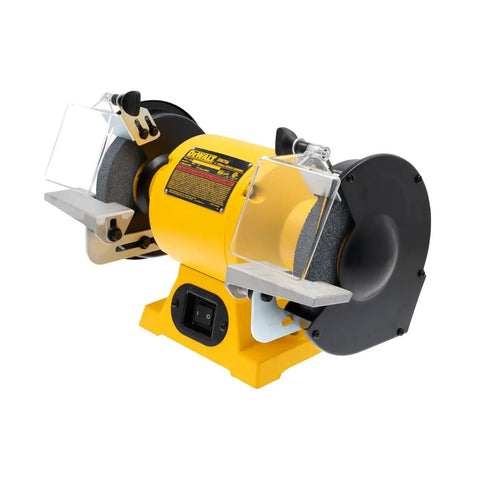 Heavy Duty Six Inch Bench Grinder Built Tough To Slash Blade Dullness And Polish Metal Bits With Ease While Serving As A Rock Solid Wire Wheel Rig To Strip Rust And Grime Away On All Your Favorite Shop Projects.