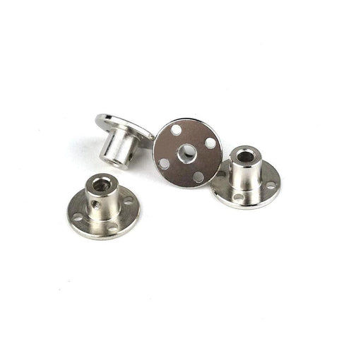 Set of four 5mm rigid flange shaft couplings with metal flanges, four-hole mounting and central bores