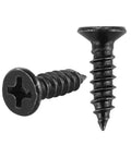 Black Wood Screws Six By One Half Inch Flat Head Phillips Stainless Steel Eighteen Eight Coarse Thread For Pine And Soft Wood Electroplated Black Finish Hundred Pack SB3514 P100 Rust Resistant Heavy Duty Fasteners Built Tough close-up
