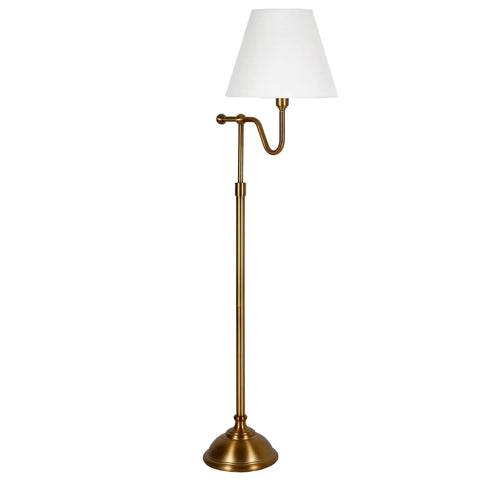 63 Inch Tall Floor Lamp With Fabric Empire Shade In Blackened Bronze And White, 8 Foot Cord, Rotary Switch, E26 Base, Compatible With Incandescent LED CFL Bulbs.