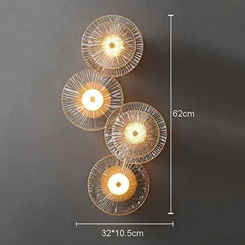 Slick Modern Led Wall Sconce Featuring Copper Details And Lotus Leaf Glass Shade Hardwired Indoor Lighting Fixtures For Living Room Bedroom Home Hallway Vibes, 32x10.5cm, 62cm height.