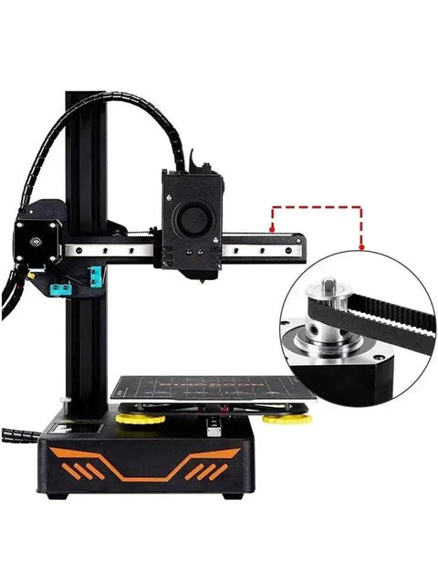 3D printer with 2GT GT2 Timing Belt 6mm Or 10mm Wide Closed Loop Synchronous Drive Belt, shown on motor pulley detail