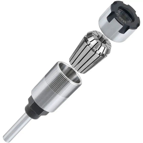 4 Pcs 1/4 Inch Shank Router Collet Extension Set With Chuck Converter Adapter Plus Wrench Spanner For Woodworking Power Tool Accessory Kit components.