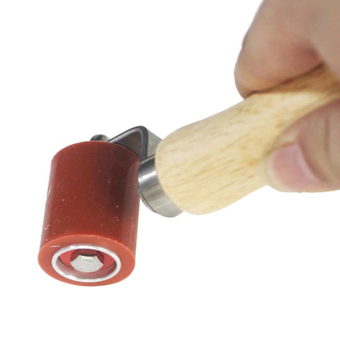 Heavy duty silicone seam roller, 40mm red roller with wooden handle and metal hub for roofing tape