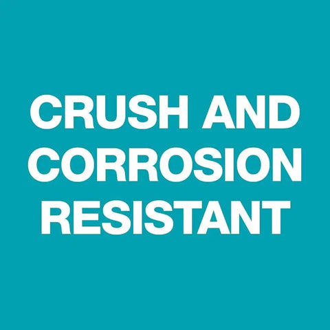 Text reading 'Crush and Corrosion Resistant' for Medium Duty Flexogen Hose 5/8 Inch By 50 Feet With 4-Layer Construction, 250 PSI Burst
