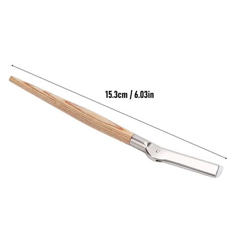 Get Your Brows In Tip Top Shape With This Manual Eyebrow Shaper Trimmer Featuring A Wooden Handle And Safety Mesh Guard For Dead On Facial Hair Removal For Men And Women Plus Stainless Steel Refills, showing 15.3cm length and wooden handle.