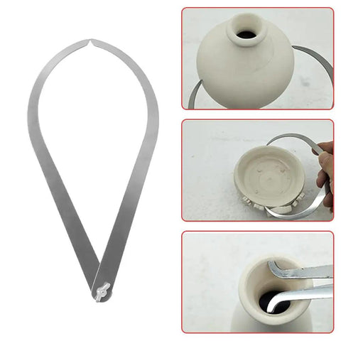 Straight Up Stainless Steel Pottery Caliper Kit For Drop Dead Accurate Clay Wall Thickness And Opening Diameter Readings Ideal For Potter Wheel Throwing Sculpting Glazing held measuring clay piece