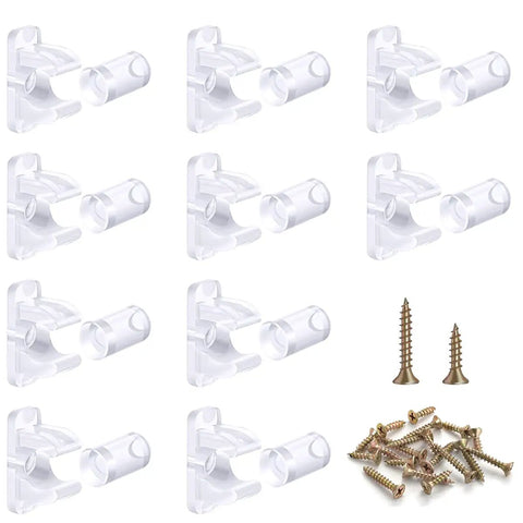 False Front Cabinet Clips With Screws Kit for Kitchen Cabinets and Drawer Fronts 10 Pairs displayed with hardware components.