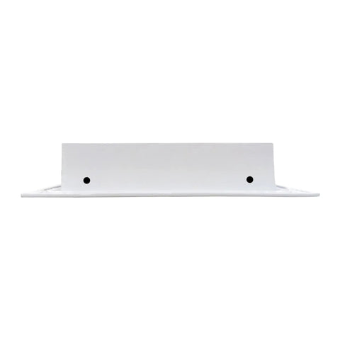 Side view of White 8x8 Modern AC Vent Cover With Decorative Linear Slot Diffuser For Ceiling, Wall And Floor installation.