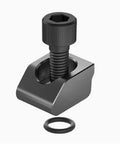 Ultra Precision Straight Line Mini Vise For Cnc Centers Featuring Unidirectional Travel and Boss Level Grip with hex screw detail.