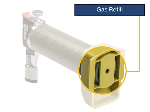 Close-up of Microflam Burner MFB/E With Piezo Ignition And Adjustable Gas And Air Controls tank gas refill location