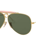Shooter Aviator Sunglasses, Metal Frame With Gold Blush And G-15 Green Lenses, 62mm, Prescription Ready, side view