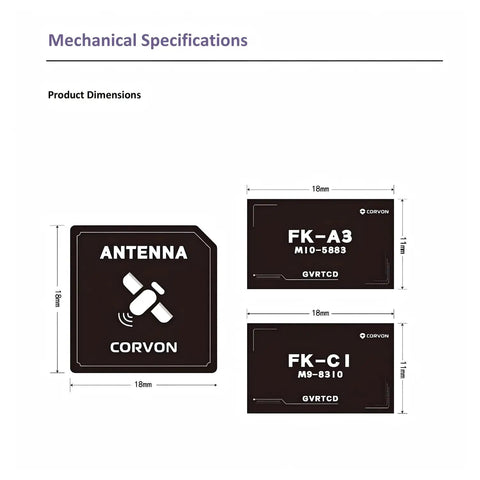 Mechanical specifications of FKA3 GNSS Compass Module With Upgraded 10th Gen Chip And Integrated Magnetic Compass dimensions.