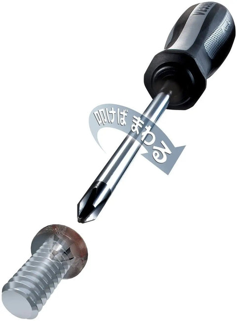 Impact Driven Screwdriver With Magnetic Tips And Tang Thru Design, Hammer Ready Metal Cap, 6 Inch Shaft shown with bolt